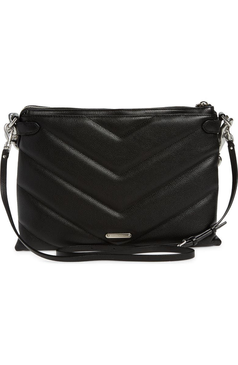 Rebecca Minkoff Edie Maxi Leather Crossbody Bag, Alternate, color, Black