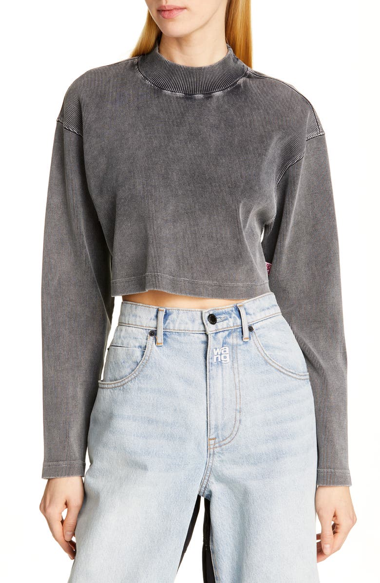 alexanderwang.t Acid Wash Ribbed Crop Top, Main, color, 