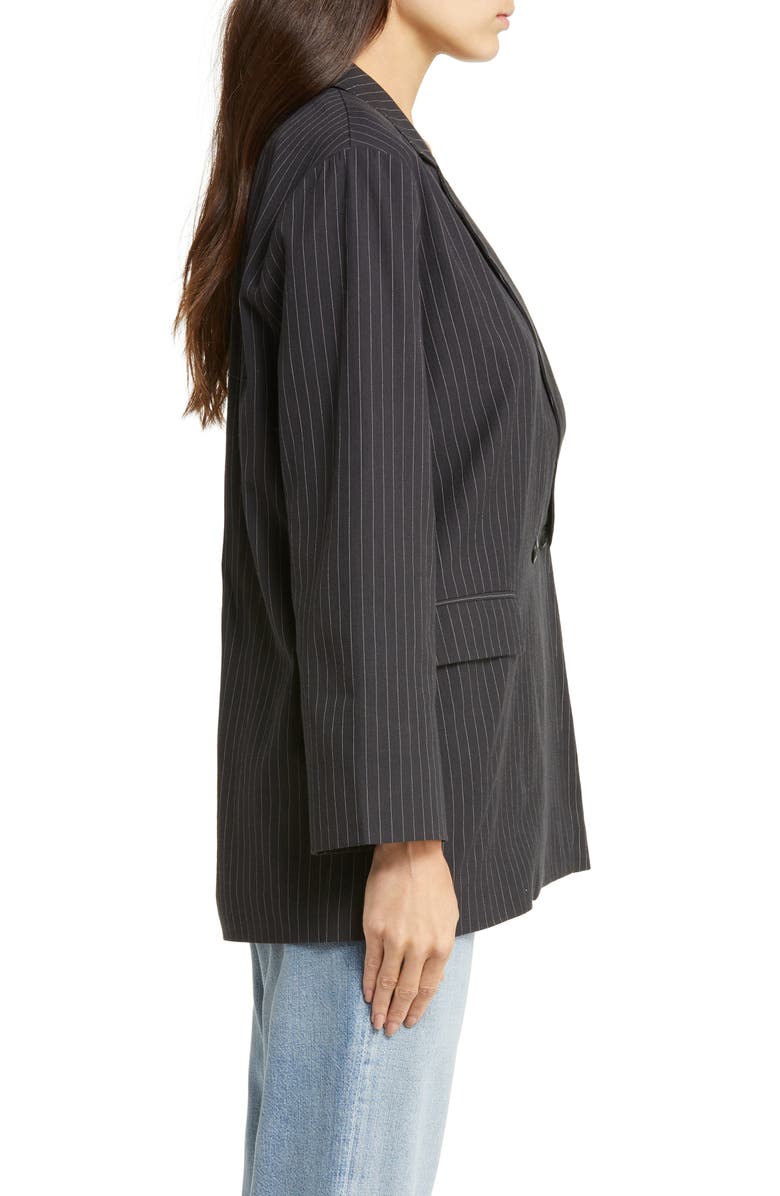 THE GREAT. The Shlumpy Cotton Blazer, Alternate, color, Wide Smokey Stripe