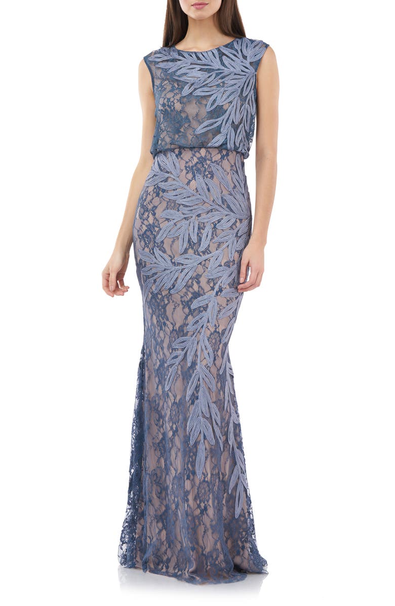 JS Collections Soutache Lace Blouson Gown, Main, color,