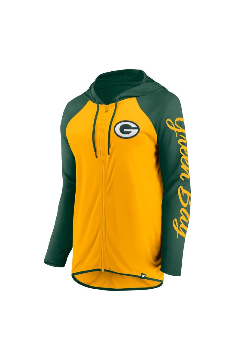 FANATICS Women's Fanatics Gold/Green Green Bay Packers Script Full-Zip Hoodie, Alternate, color, Gold
