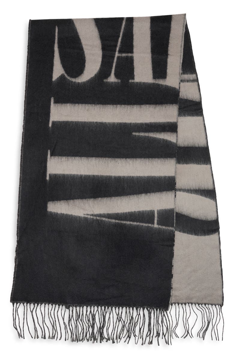 AllSaints Oppose Logo Oversize Scarf, Alternate, color, Grey/ Blue Multi