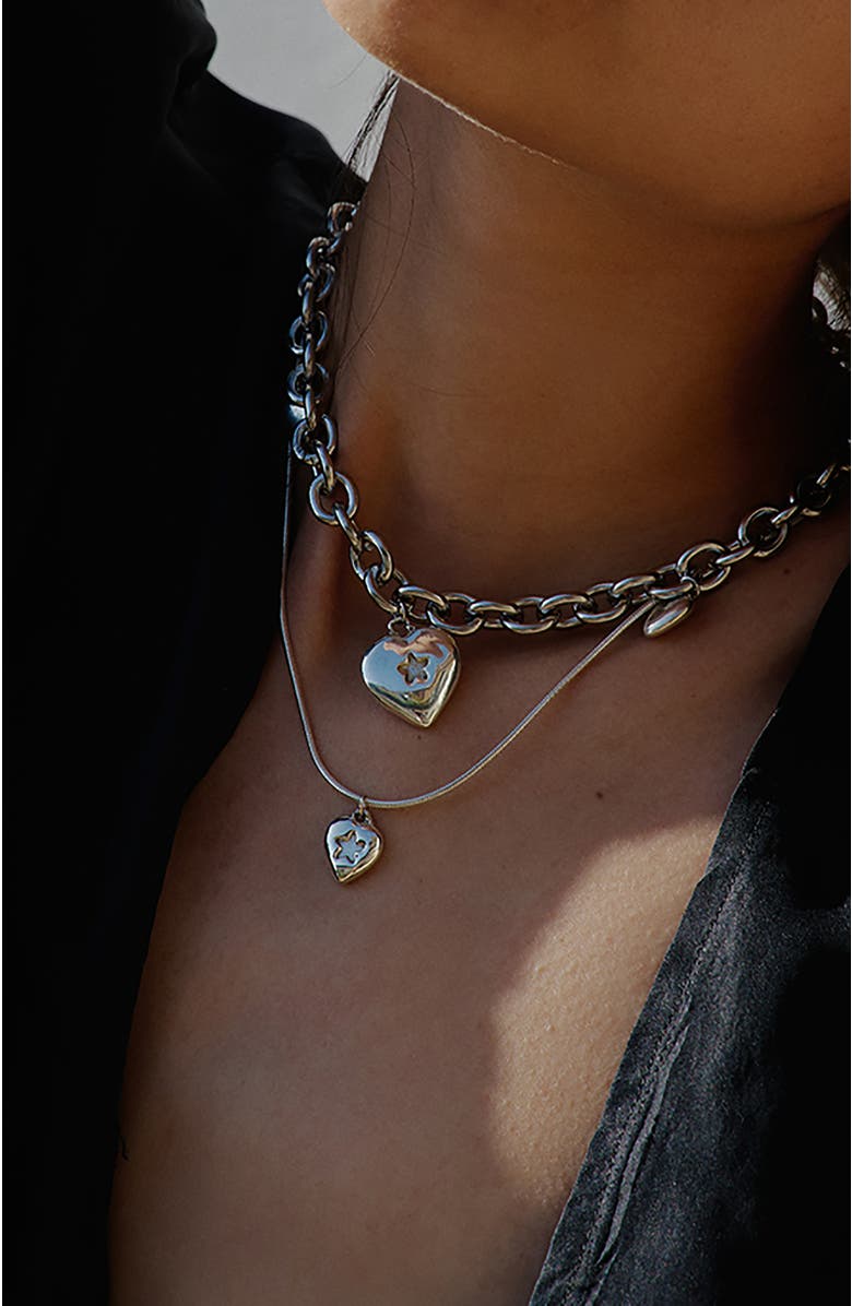 Rimor Jewelry Mini Star Heart Snake Chain, Alternate, color, Silver