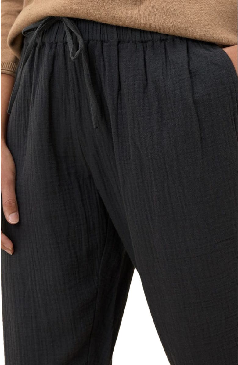 Pact Organic Cotton Coastal Double Gauze Tapered Pull-On Pant, Alternate, color, Black