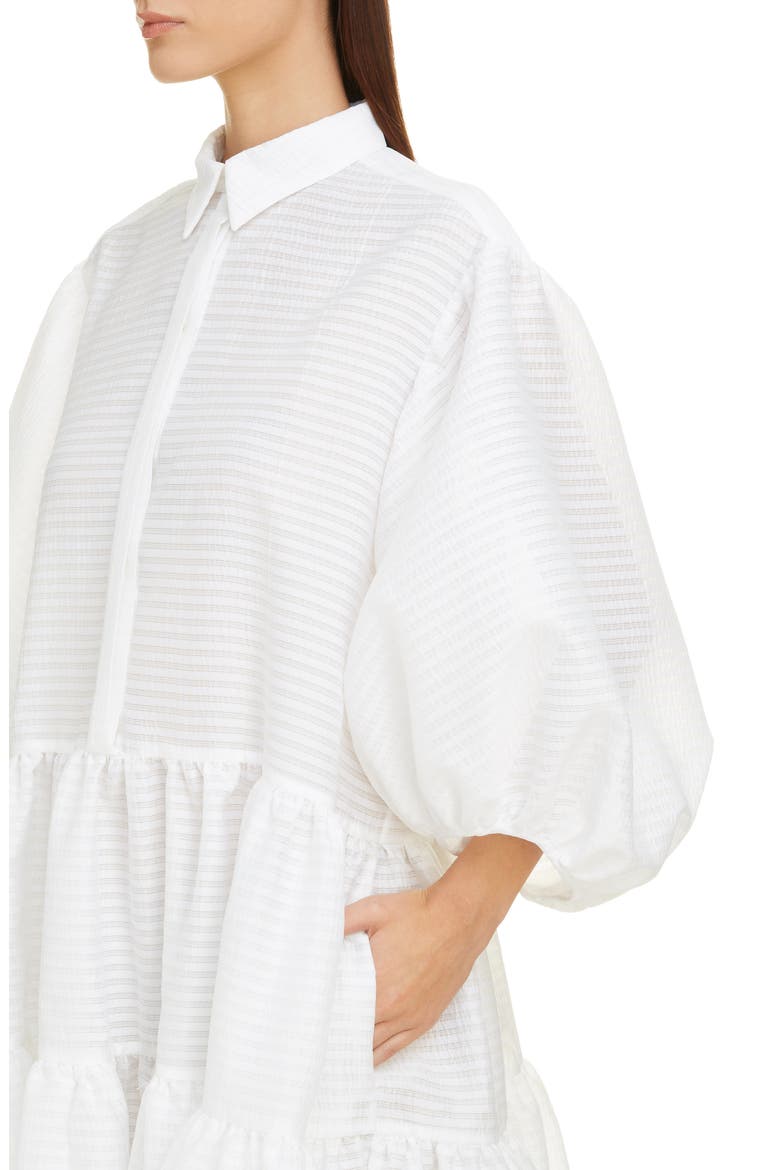 Amy Tiered Midi Shirtdress, Alternate, color, WHITE