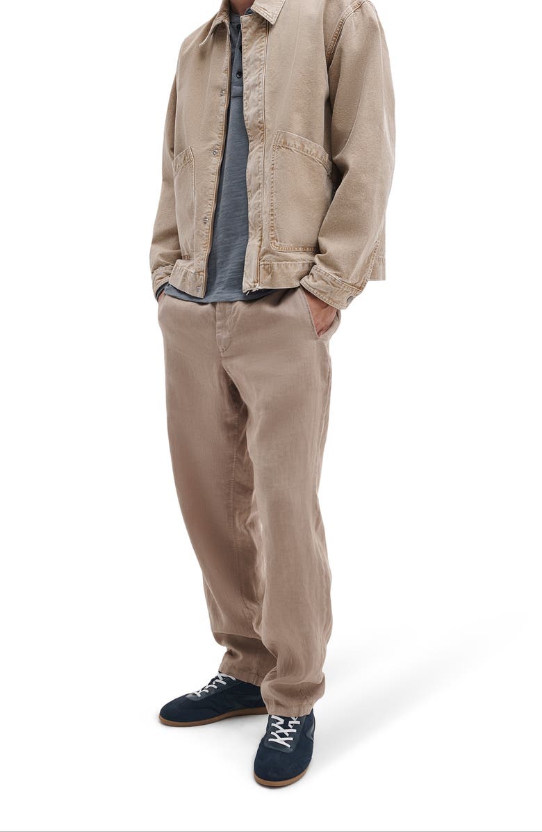 rag & bone Evan Back Elastic Waist Linen Dress Pants, Alternate, color, Beige