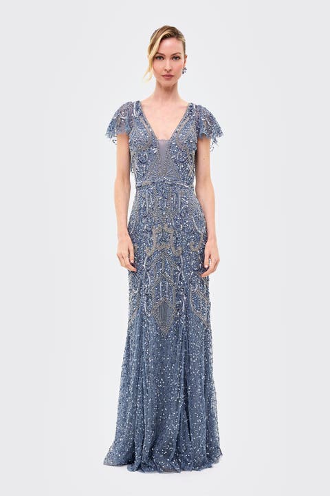 Embellished Sequin Maxi Gown