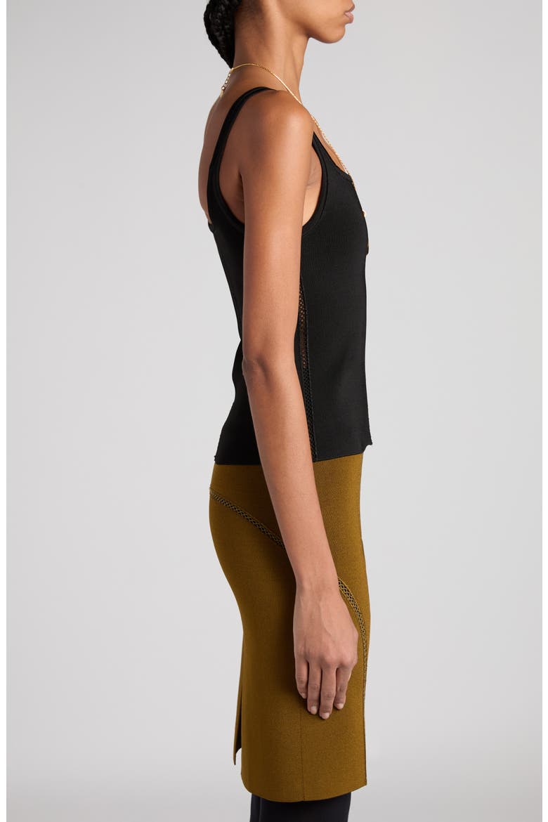Openwork Embroidery Knit Tank Top, Alternate, color, BLACK