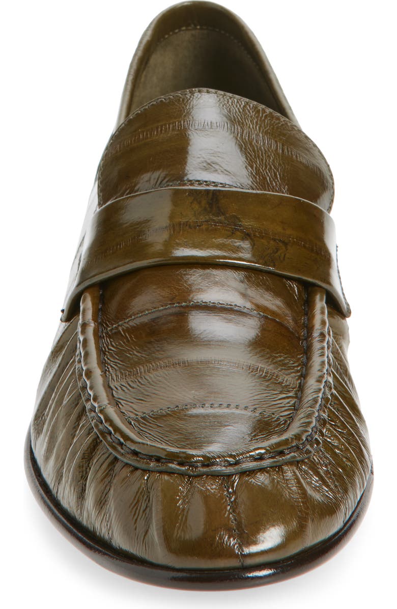 The Row Soft Eelskin Loafer, Alternate, color, Olive Oli