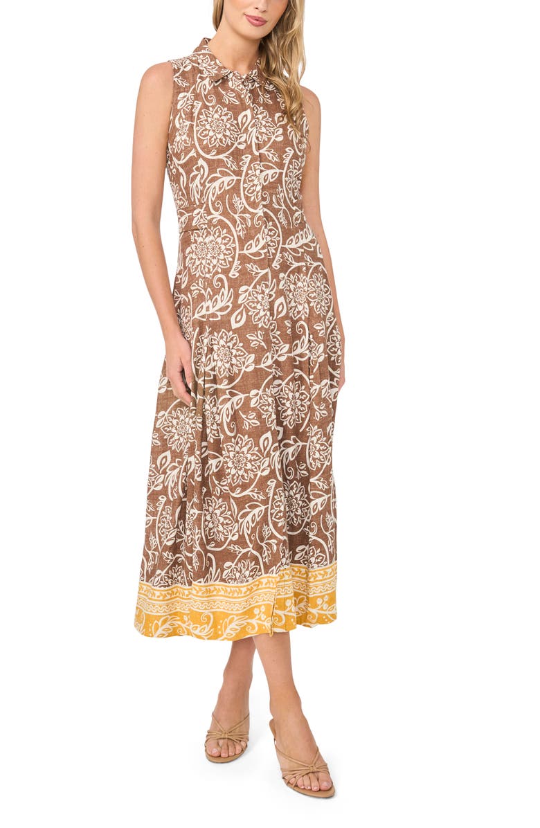 Halogen<sup>®</sup> Floral Sleeveless Shirtdress, Main, color,