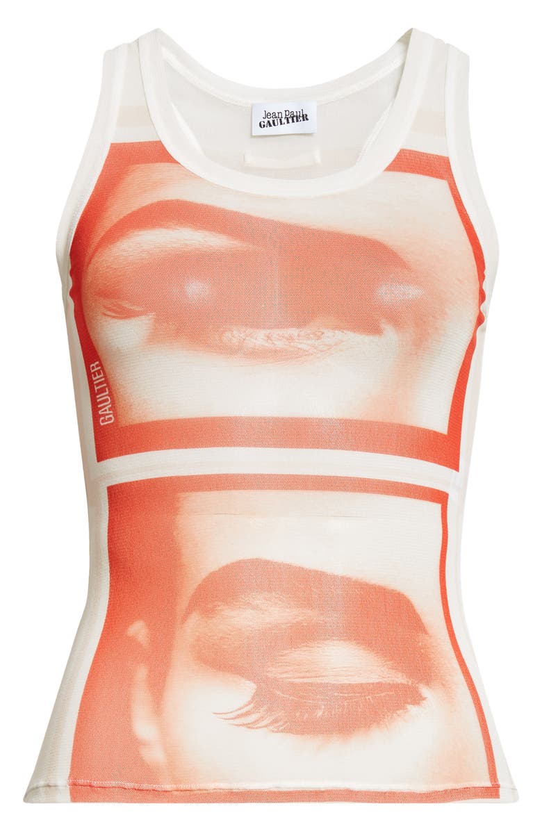 Jean Paul Gaultier Eye Print Mesh Tank, Alternate, color, 