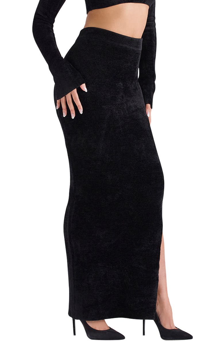 HOUSE OF CB Rene Chenille Maxi Skirt, Alternate, color, Black