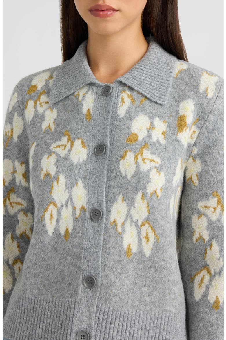 Collared Cardigan, Alternate, color, LIGHT GREY MIX