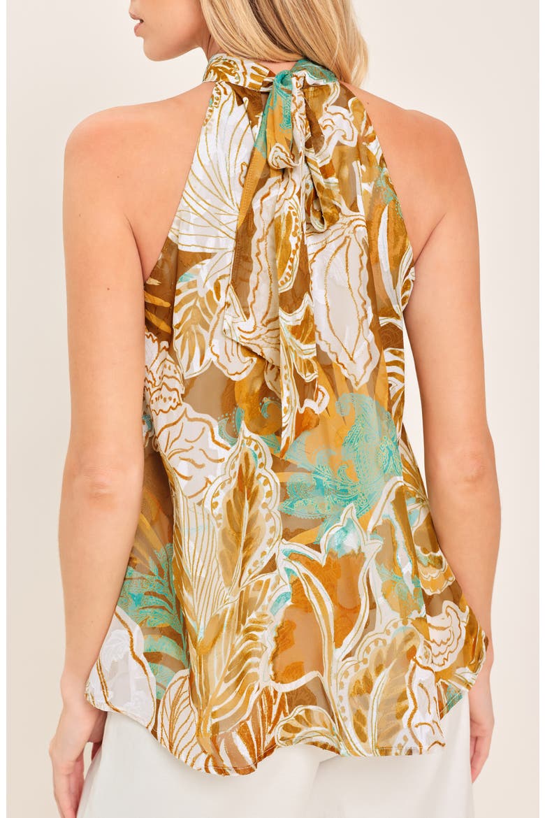 Print Halter Top, Alternate, color, BROWN