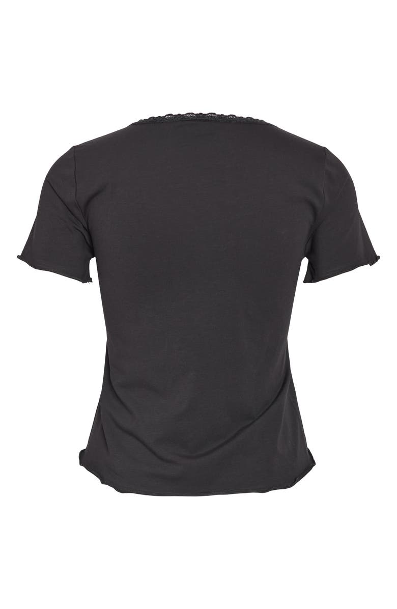 Noisy may Justine Lace Trim Top, Alternate, color, Obsidian