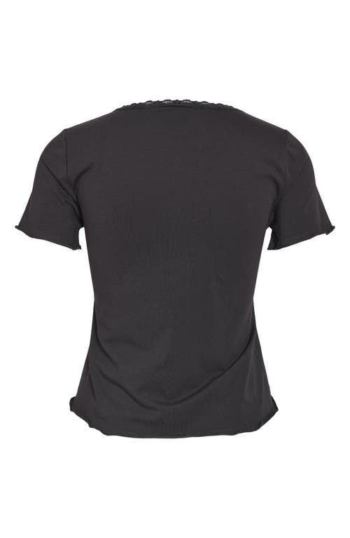 Noisy May Justine Lace Trim Top In Obsidian