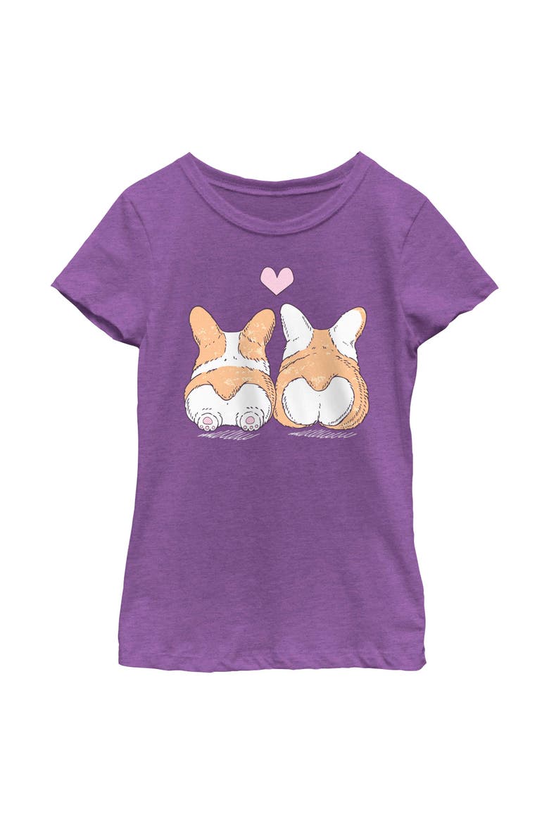 Girls' Corgi Duo Graphic T-Shirt, Main, color, Purple Berry