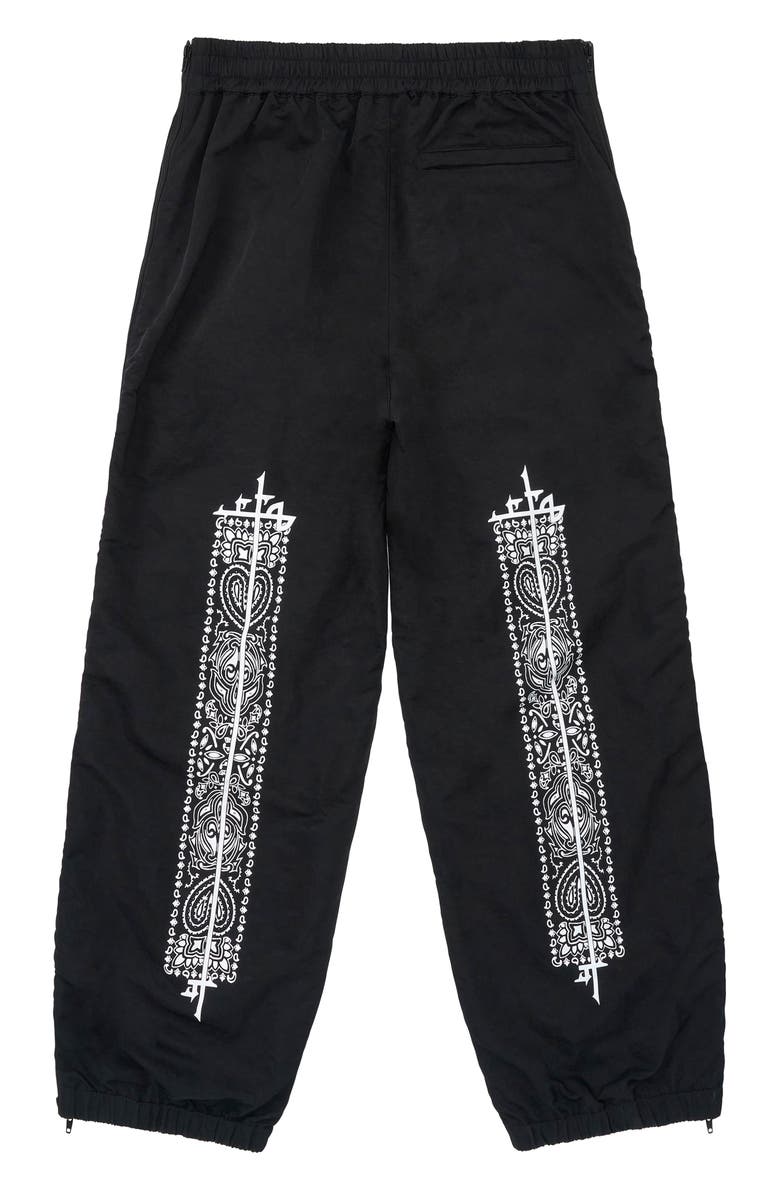 RtA Nixon Placed Paisley Print Nylon Joggers, Main, color, Black Paisley
