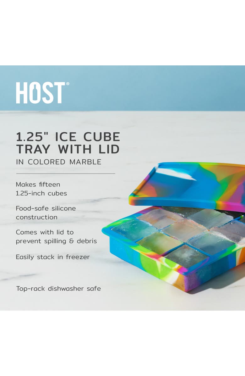 HOST 1.25" Ice Cube Tray with Lid, Alternate, color, Colored Marble