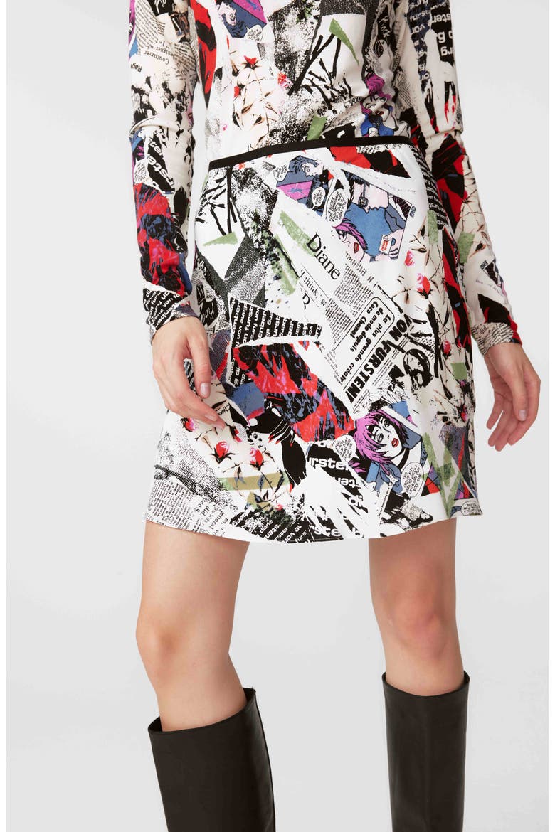 Mae Pop Art Newspaper Print Skirt, Alternate, color, POSTER GIRL
