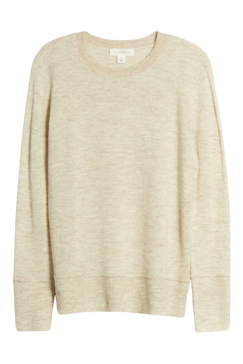 Distressed Pullover, Alternate, color, BEIGE OATMEAL LIGHT HEATHER