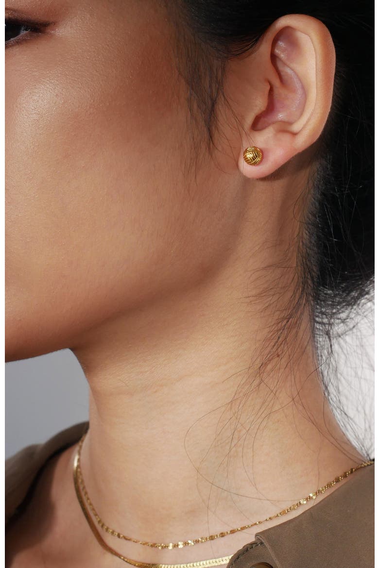 Woven Ball Stud Earrings, Alternate, color, Gold
