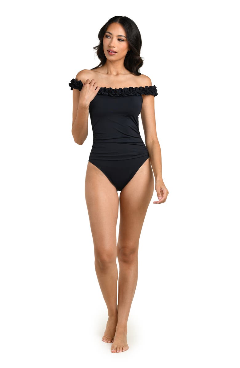 La Blanca Island Goddess Off the Shoulder One-Piece Swimsuit, Alternate, color, 