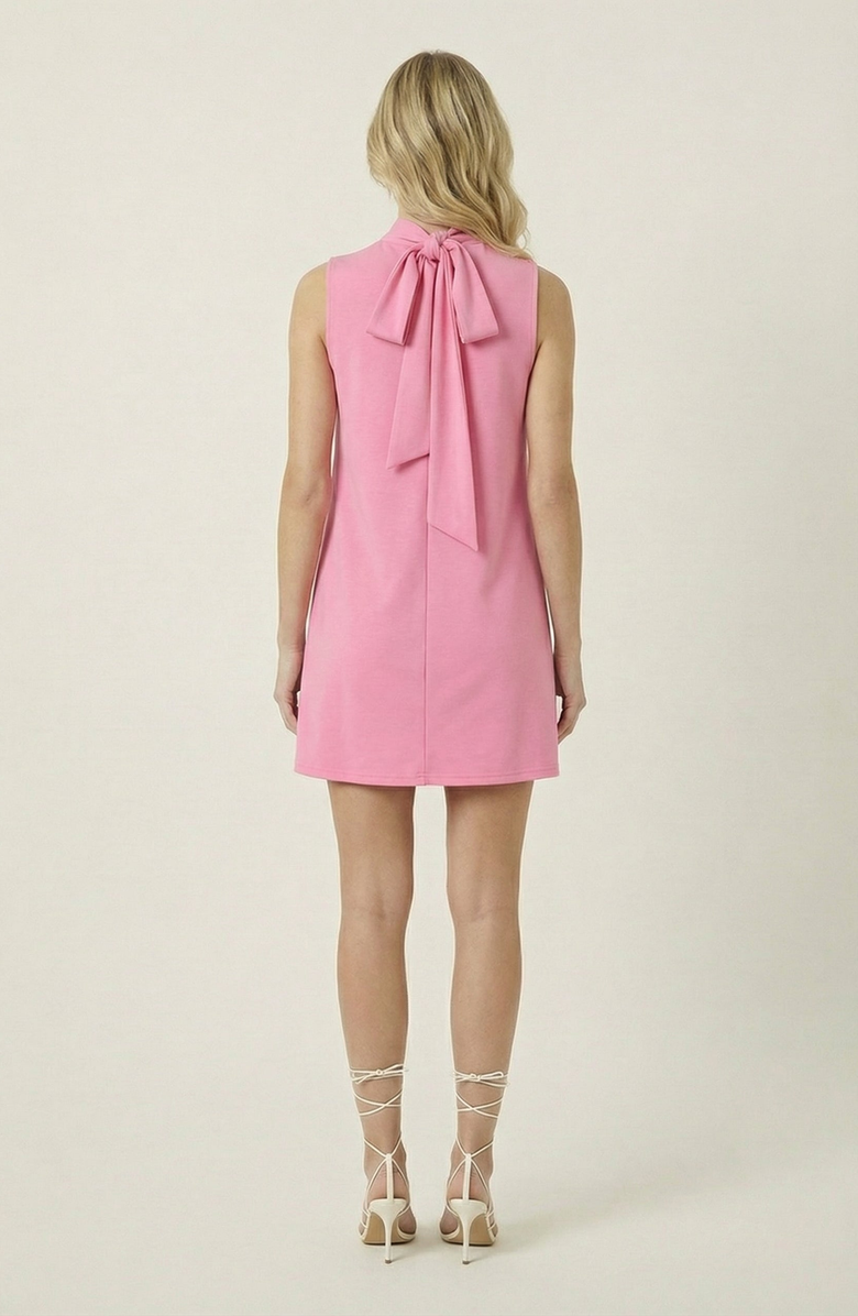 Modenaire Sleeveless Mini Dress with 3D Floral Applique Detail, Alternate, color, Bubblegum Pink