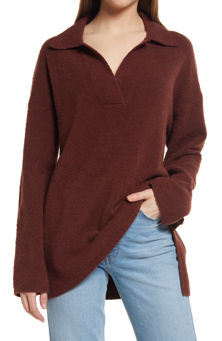 Open Edit Oversize Polo Sweater, Main, color,