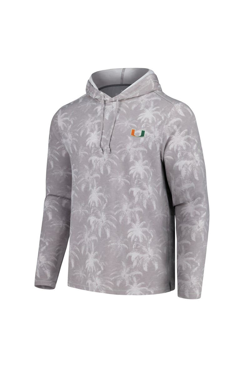 Men's Tommy Bahama Gray Miami Hurricanes Palm Frenzy Hoodie Long Sleeve T-Shirt, Alternate, color, Gray