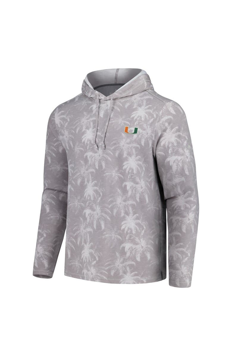 Tommy Bahama Men's Tommy Bahama Gray Miami Hurricanes Palm Frenzy Hoodie Long Sleeve T-Shirt, Alternate, color, 