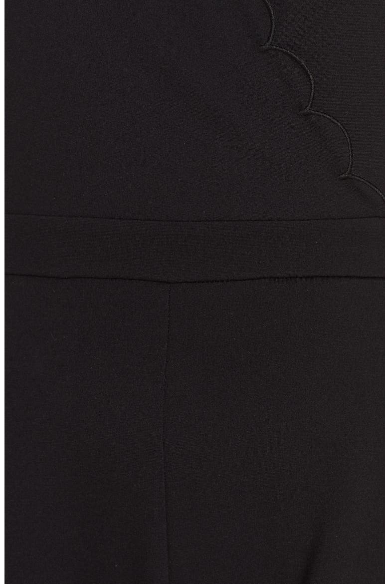 Lula Scallop Knit Romper, Alternate, color, BLACK