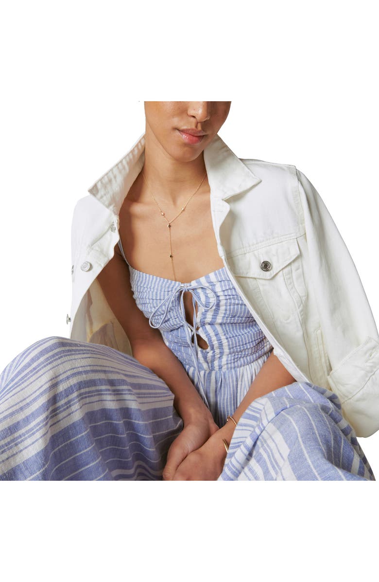 Lucky Brand Stripe Cotton & Linen Cutout Sundress, Alternate, color,