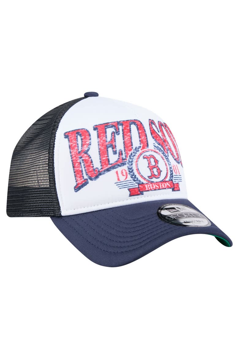 Men's New Era  Navy Boston Red Sox Distressed 9FORTY A-Frame Adjustable Trucker Hat, Alternate, color, Navy