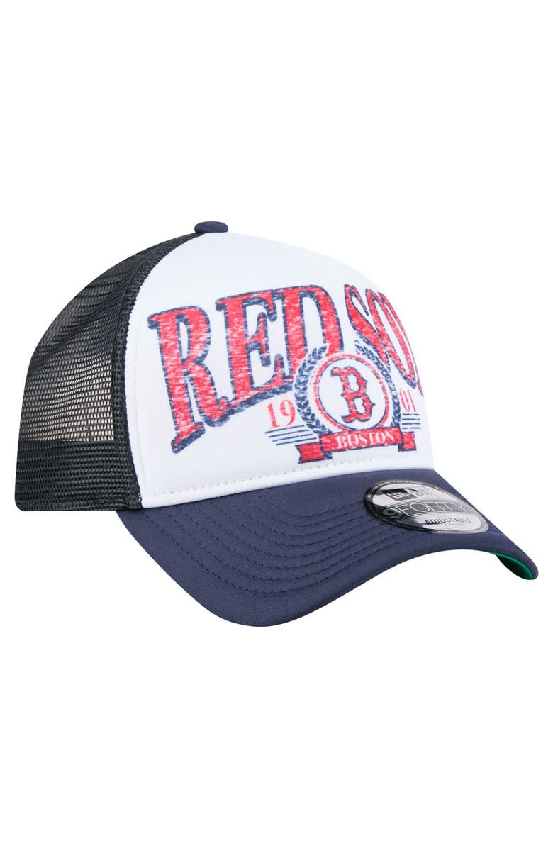 New Era Men's New Era  Navy Boston Red Sox Distressed 9FORTY A-Frame Adjustable Trucker Hat, Alternate, color, Navy