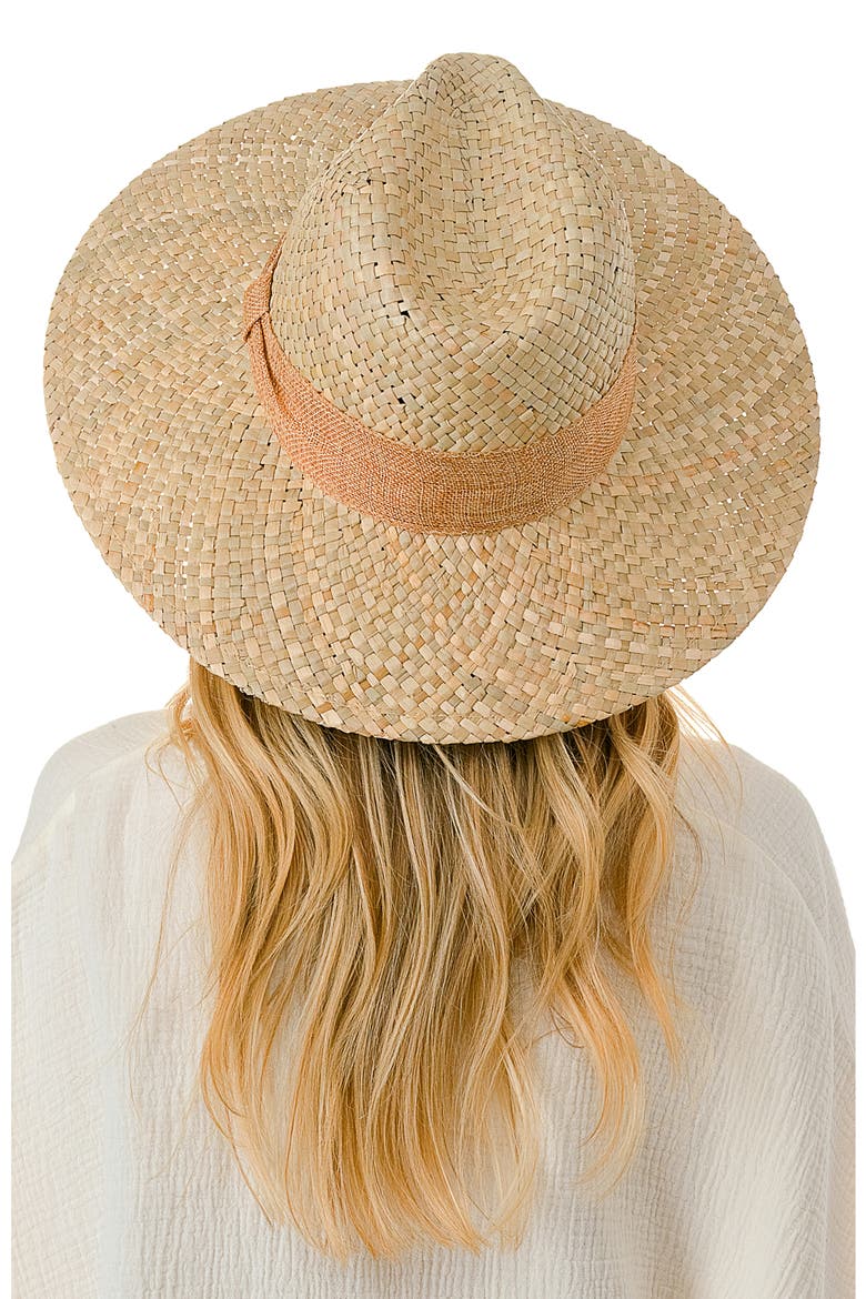 Ribbon Band Straw Panama Hat, Alternate, color, TAN