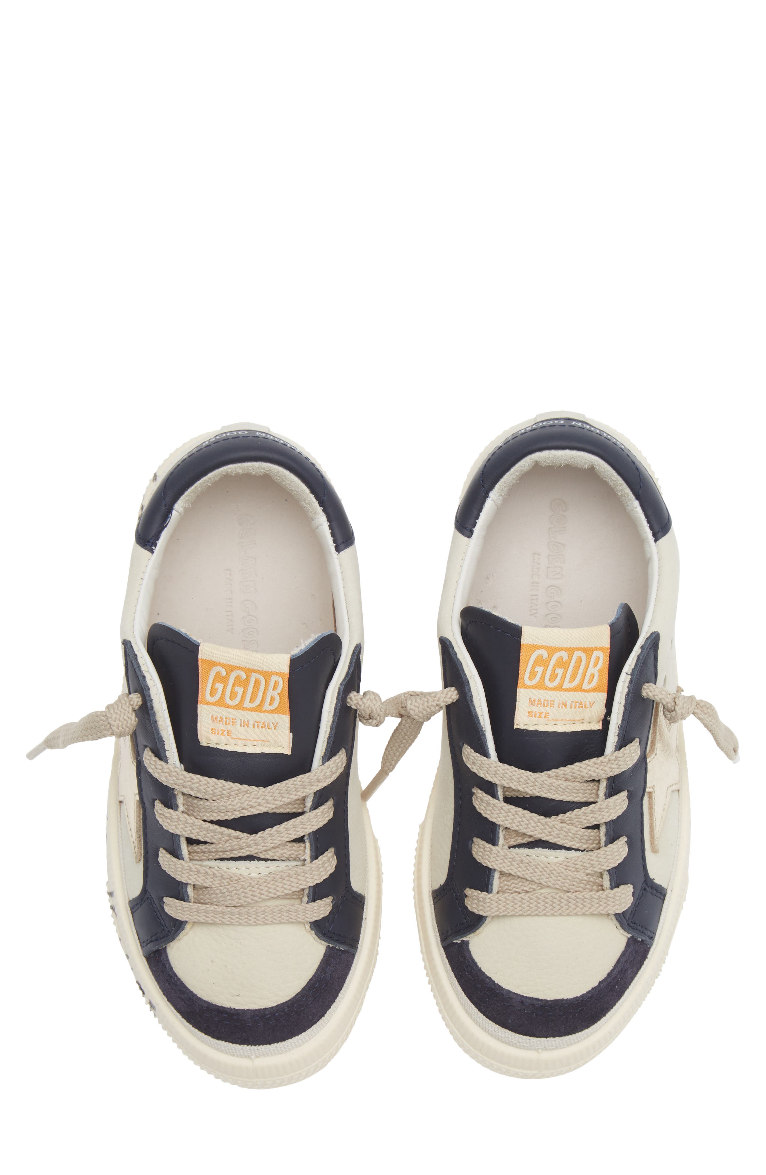 Golden Goose Kids' May Sneaker, Alternate, color, White/ Dark Blue/ Platinum