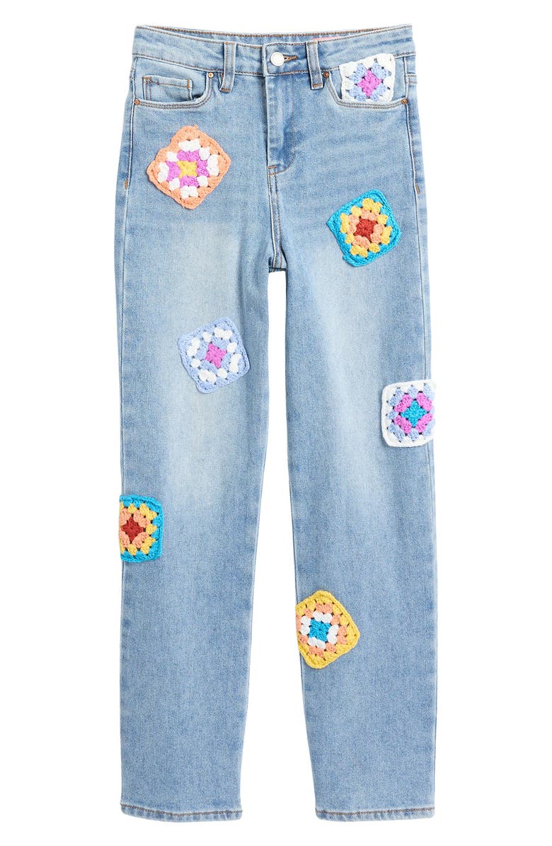 BLANKNYC Kids' Crochet Patch Jeans, Main, color, 