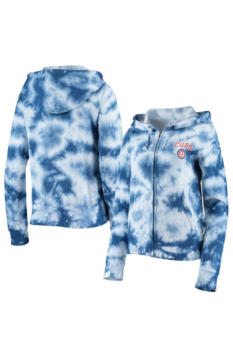 New Era Women's New Era Royal Chicago Cubs Tie-Dye Fleece Full-Zip Hoodie, Main, color, Royal