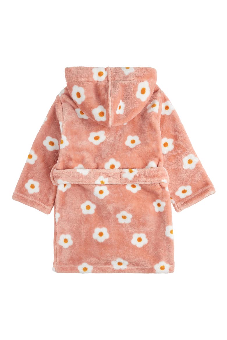 Kids' Flower Print Plush Hooded Robe, Alternate, color, PINK