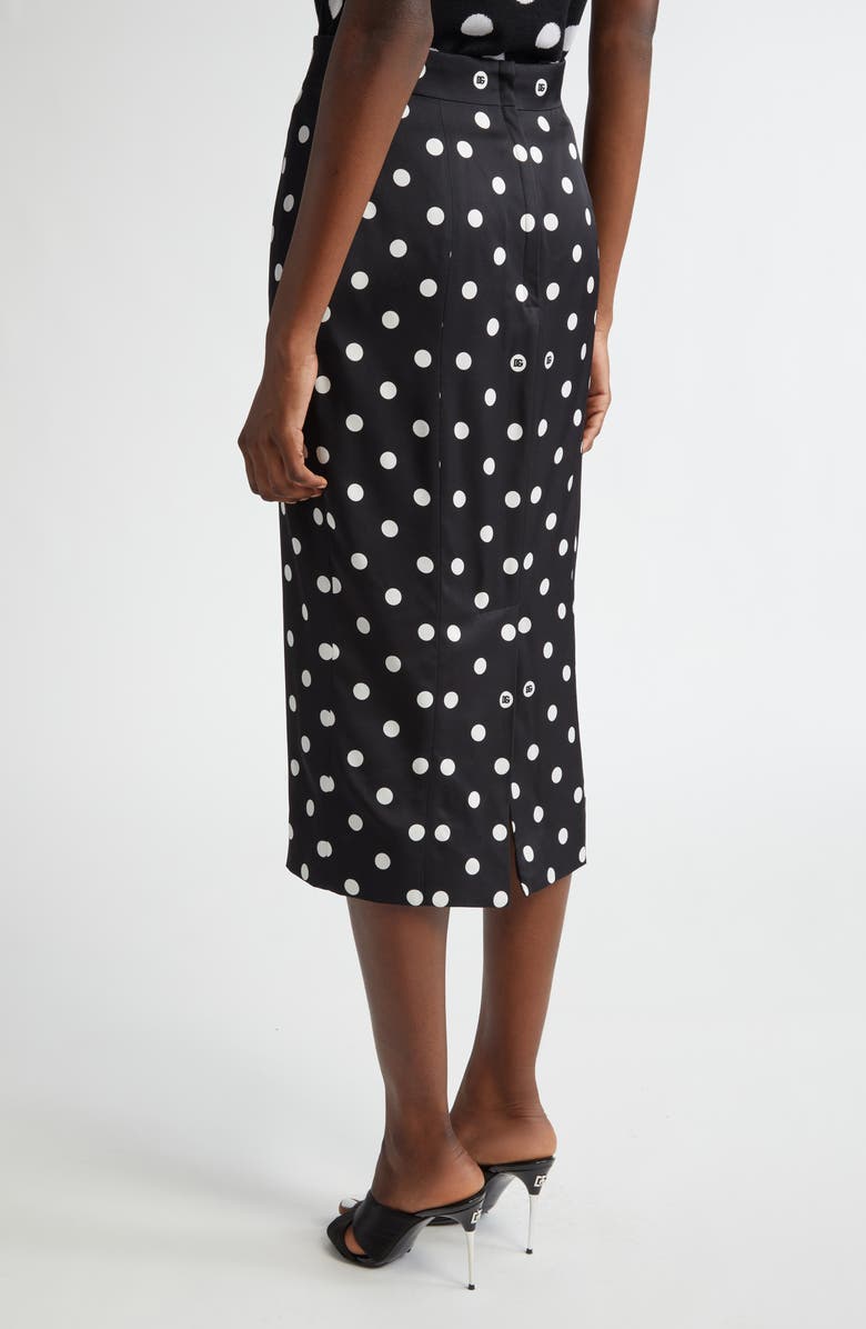 Dolce&Gabbana Polka Dot Stretch Silk Pencil Skirt, Alternate, color,