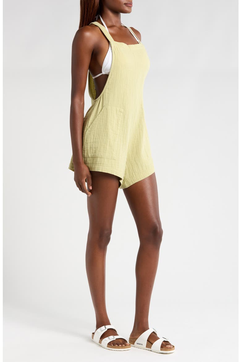 Beach Crush Cotton Gauze Cover-Up Romper, Alternate, color, AVOCADO