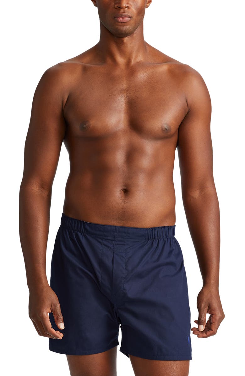 Polo Ralph Lauren Assorted 3-Pack Woven Cotton Boxers, Alternate, color, Blue Multicolor