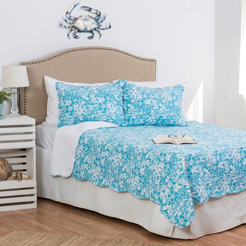 Jamaican Breeze Coastal Beach Cotton Quilt Set  - Reversible and Machine Washable