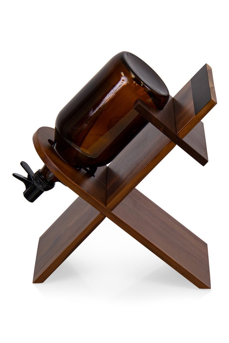 Growler Stand with 64oz Glass Growler, Alternate, color, ACACIA WOOD