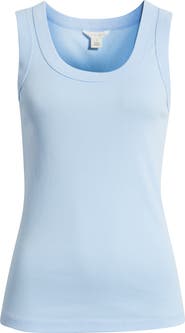 Caslon® Scoop Neck Rib Cotton Tank