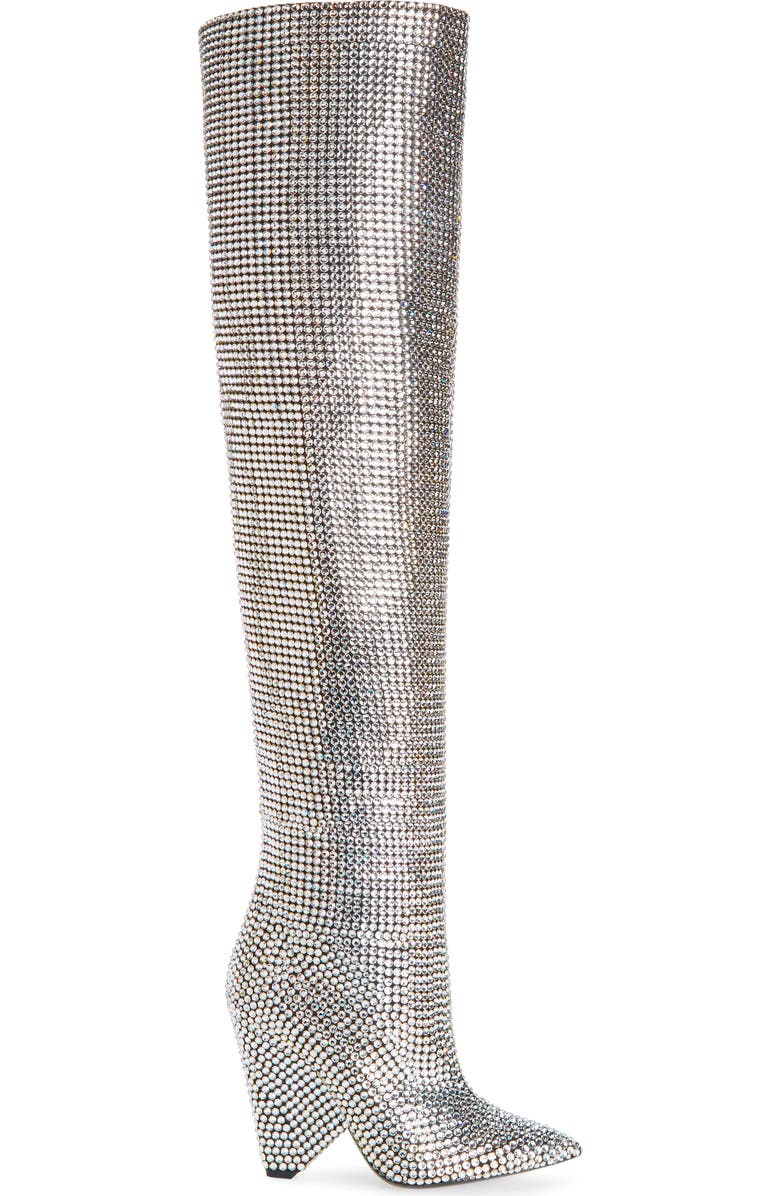 Saint Laurent Niki Crystal Embellished Boot, Alternate, color,
