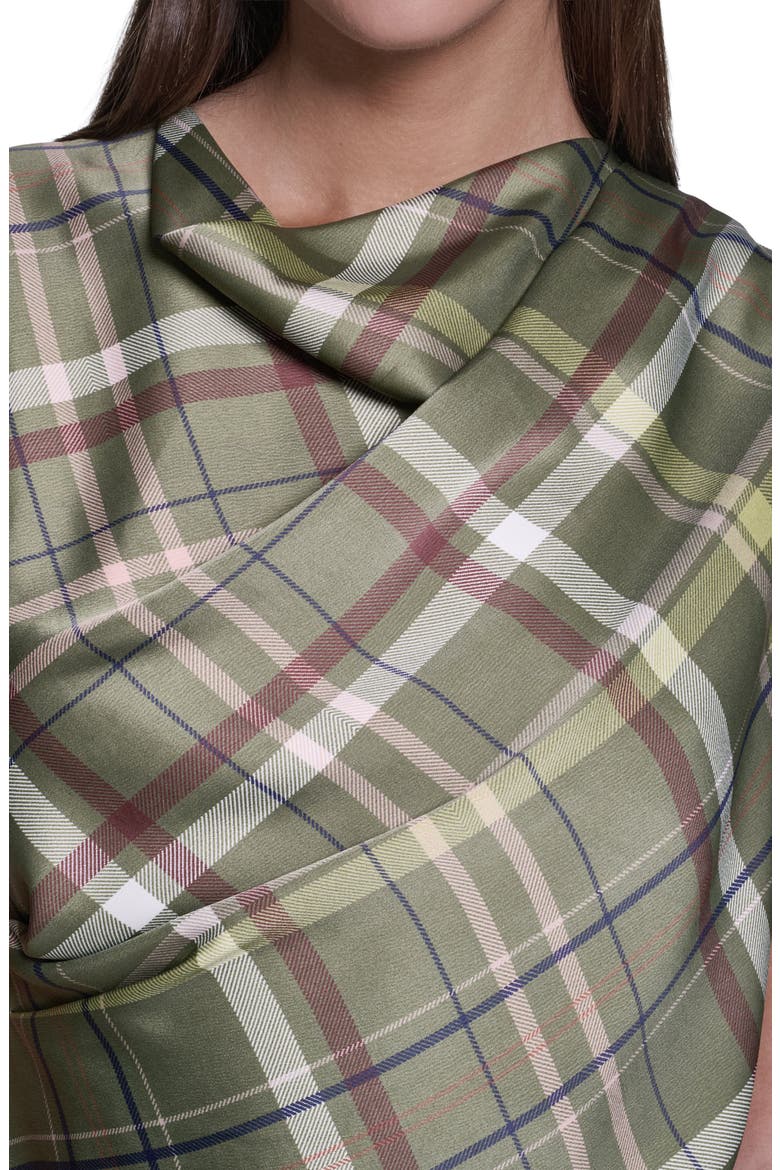 Plaid Cowl Neck Asymmetrical Midi Dress, Alternate, color, OLIVE PLAID
