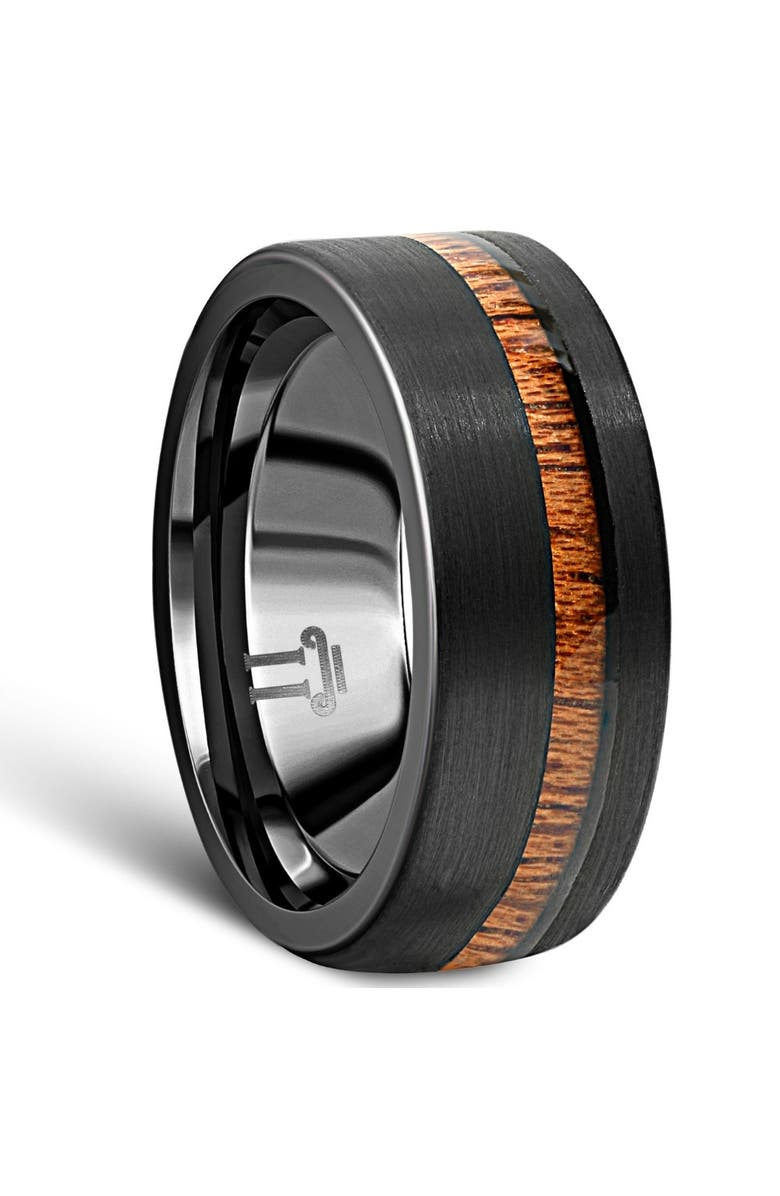 Bliss Diamond Men's Brushed Tungsten & Genuine Wood 8mm Ring Wedding Band, Alternate, color, Black Tungsten