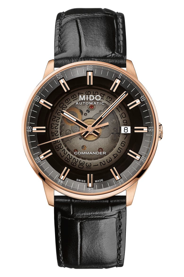 Commander Gradient Skeletal Automatic Canvas Strap Watch, 40mm, Main, color, SILVER/ BLACK